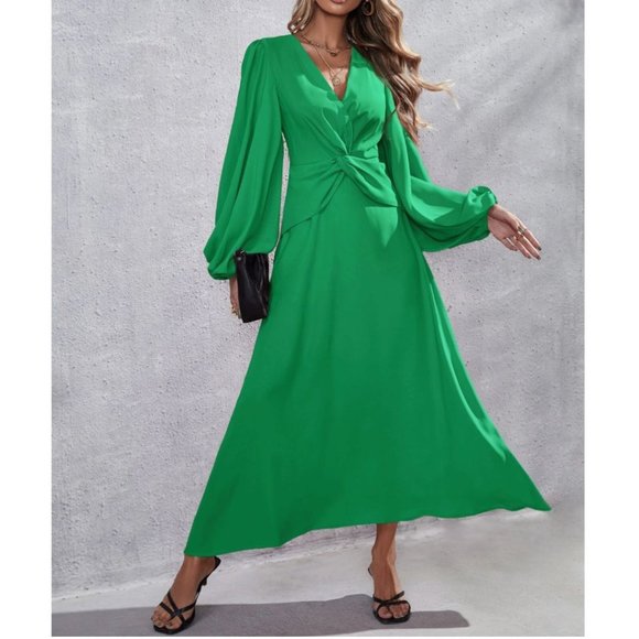 Dresses & Skirts - Green Lantern Sleeve Twist Front Dress 50% OFF